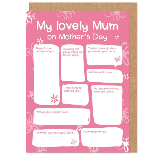 A personalised card for Mother's Day