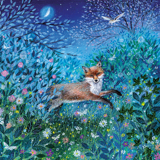 Fox in Moonlight Garden by Coast and Country Greeting Card