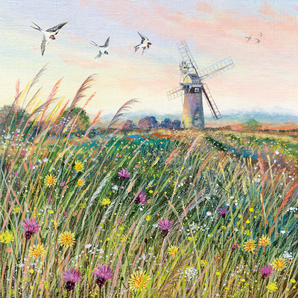 Windmill and Swallows by Coast and Country Greeting Card