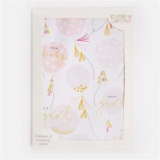 Baby Girl Balloon Wrap 2 Sheet