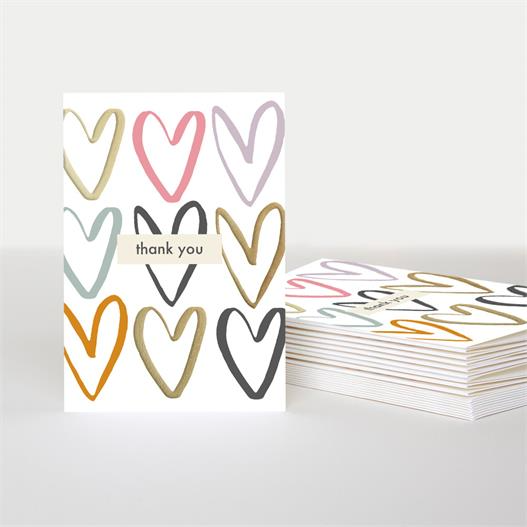 Gold Foil Hearts Thank You. Pack of 10