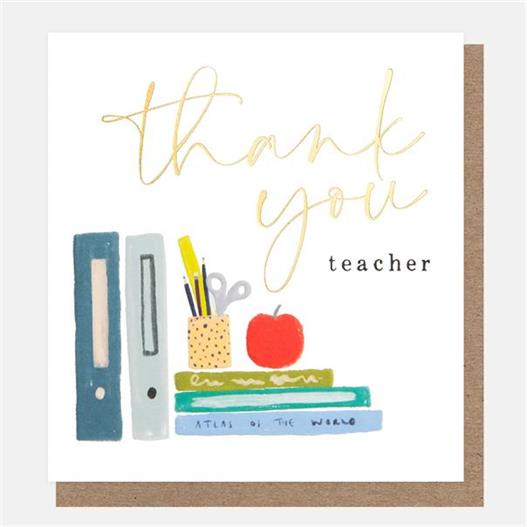 Thank You Teacher Books Pencils and Apple