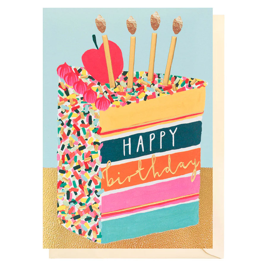 Happy Birthday Cake and Apple Birthday Card