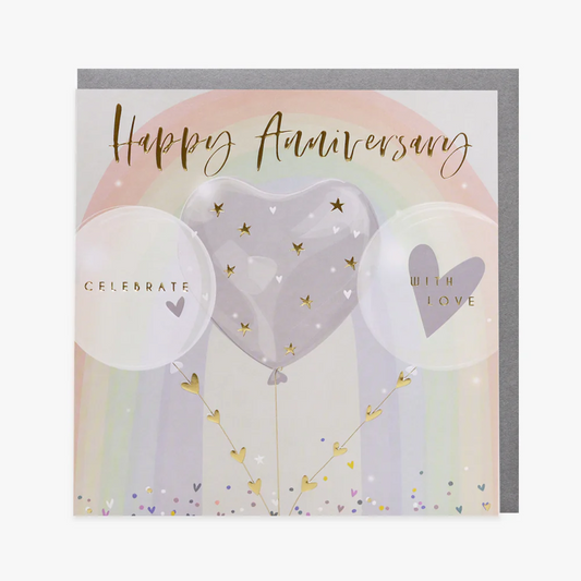 Happy Anniversary Heart Balloons Greeting Card