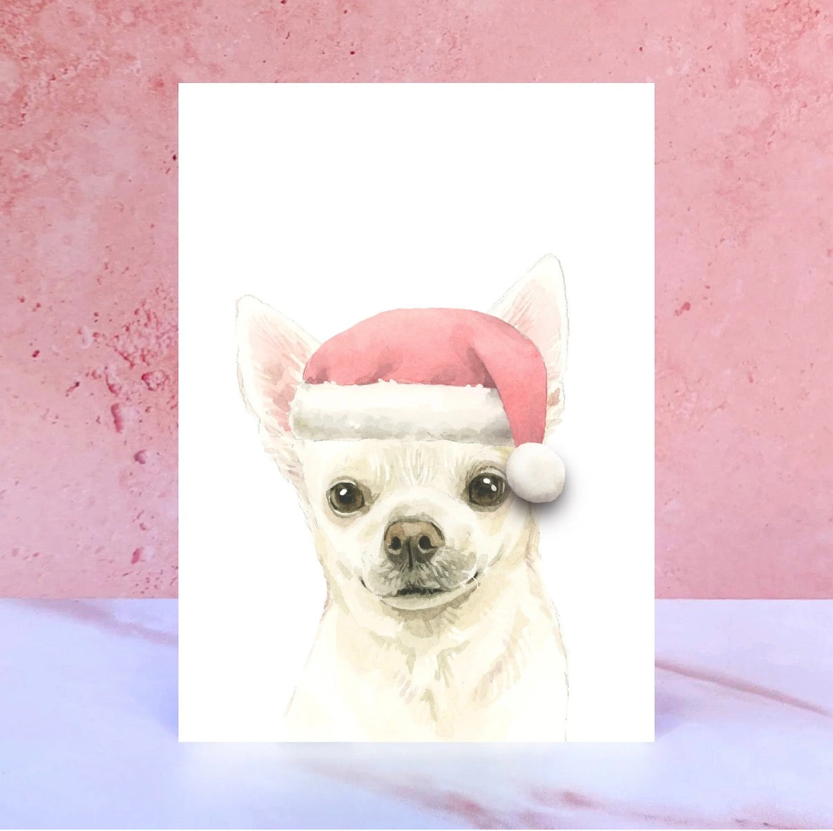 Chihuahua Santa Hat Christmas Card