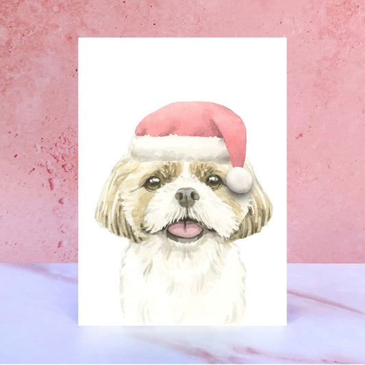 Shih tzu Christmas Hat Greeting Card