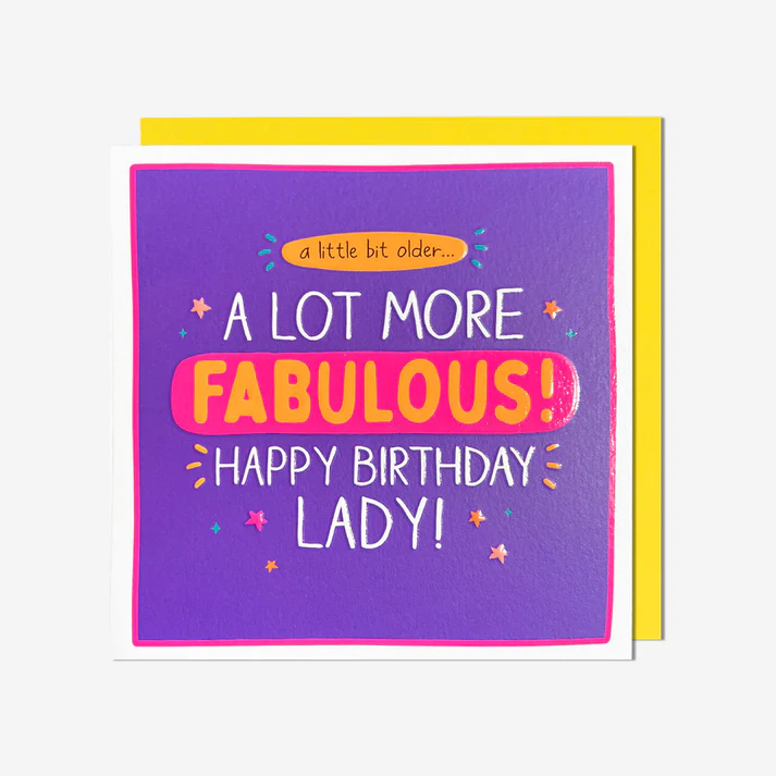 Birthday card with colorful text on a purple background