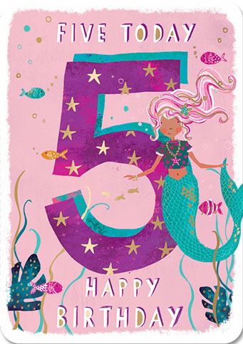 Five Today Mermaid Birthday Card