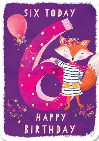 6th Birthday Fox Greeting Card