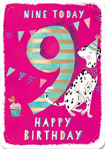 Age 9 Dalmation Birthday Card