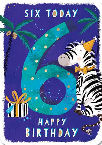 6th Birthday Zebra Greeting Card