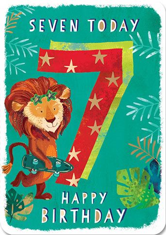 7th Birthday Jungle Lion Greeting Card