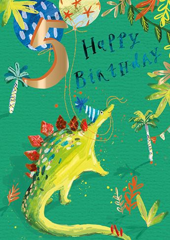 Stegosaurus Party 5th Birthday Card