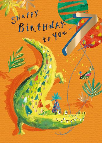 7th Birthday Crocodile Greeting Card