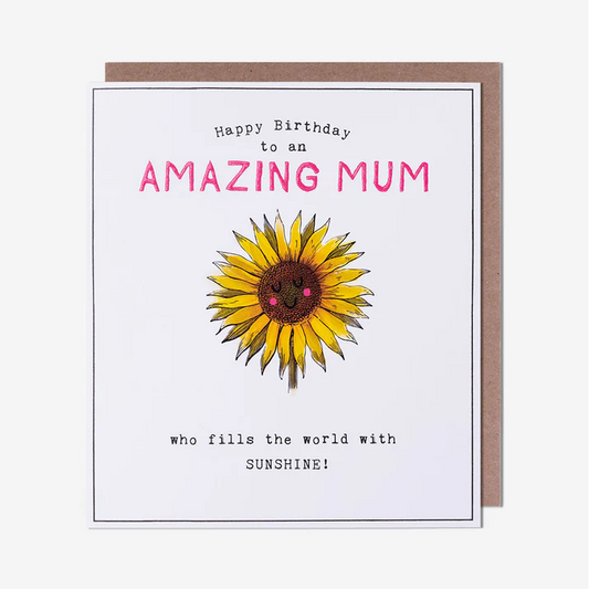 Mum Birthday Card – Sunflower Amazing Mum | Etched Collection