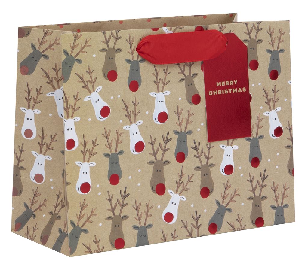 BAG MEDIUM LANDSCAPE KRAFT REINDEER SELFIE