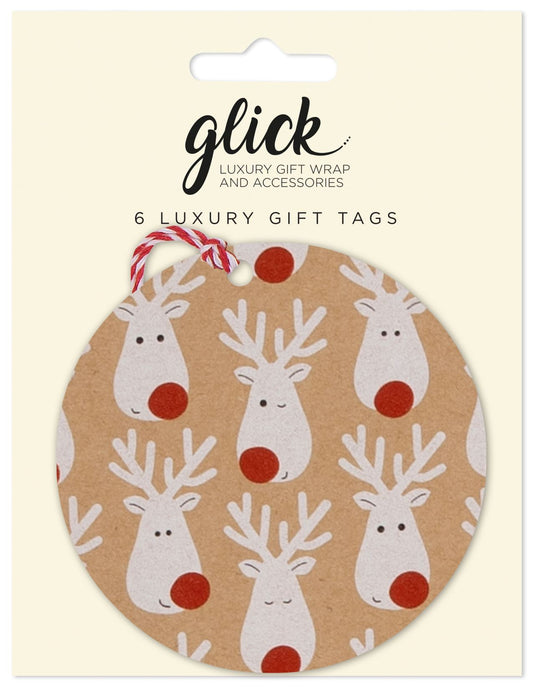 Reindeer Kraft Christmas Gift Tag - Pack of 6