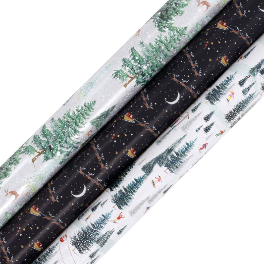 Christmas Wrapping - 4m - Skiing, Santa's Sleigh and Nordic Spruce