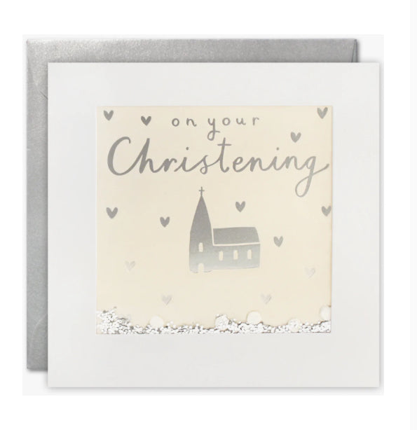 Christening Church Foiled Shakies Card