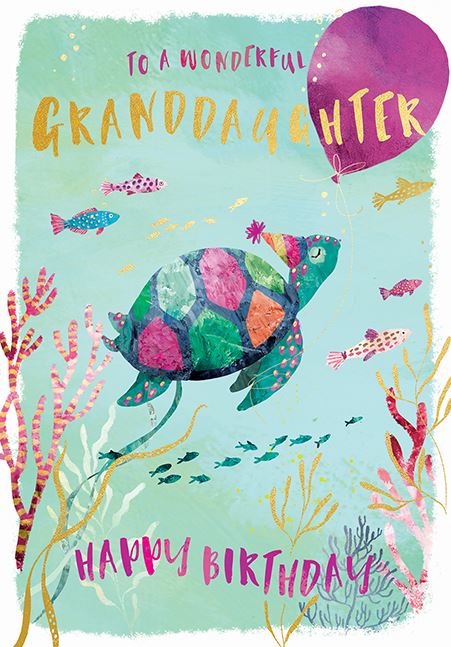 Happy Birthday Granddaughter Turtle Greeting Card