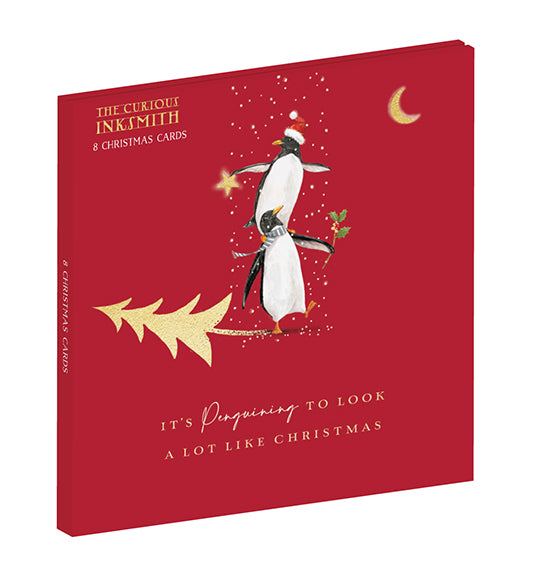 Large Luxury Penguin Christmas Card Wallet - 8 Cards