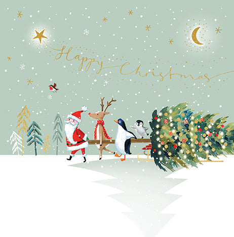 Pack of 8 Large Christmas Cards by Curious Inksmith - SANTA AND FRIENDS