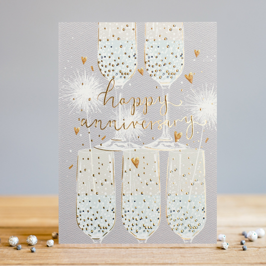 Anniversary Champagne Glasses Greeting Card