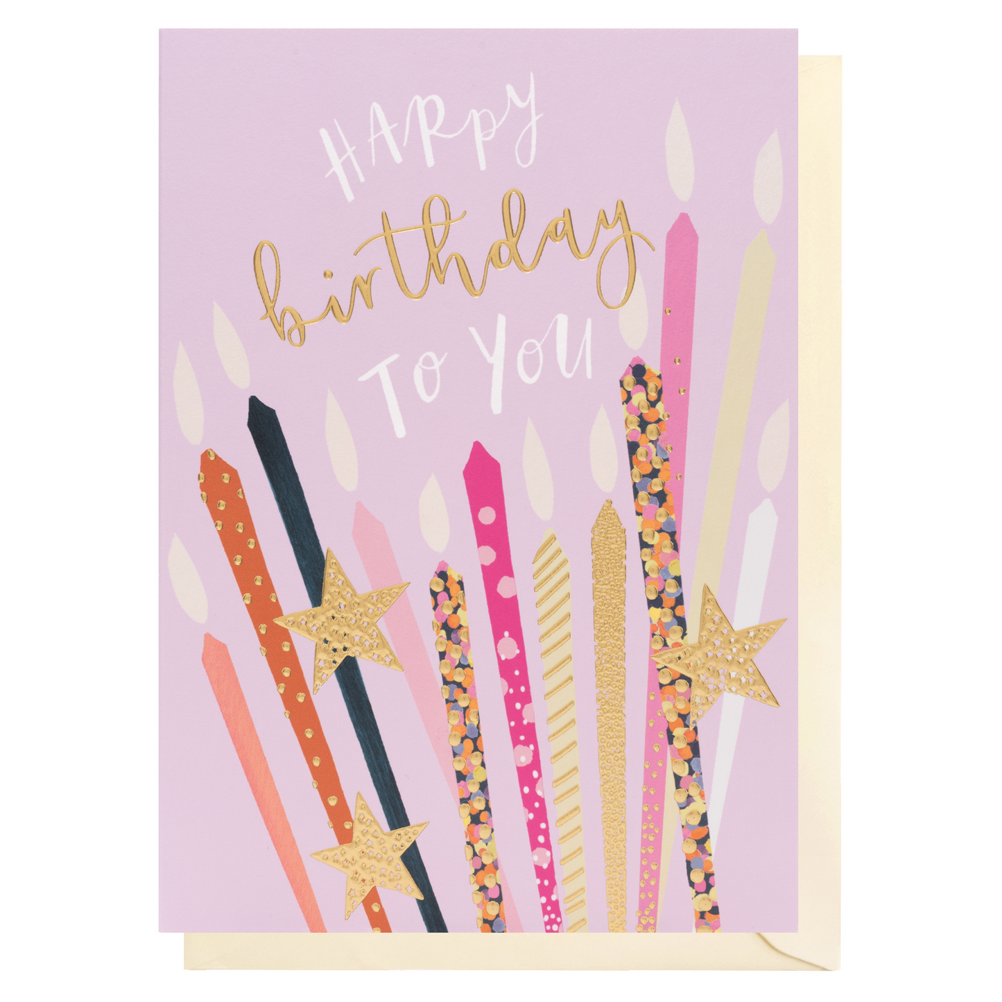 Happy Birthday Pink Candles Greeting Card