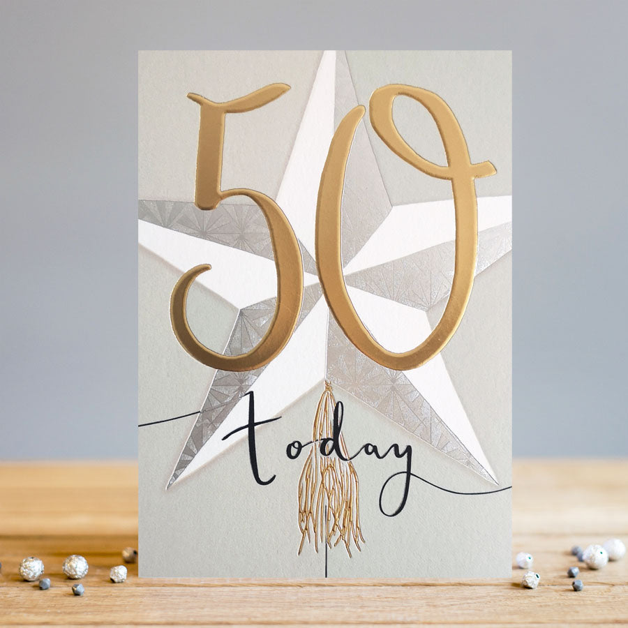 Happy 50th Birthday Silver and Gold Greeting Card