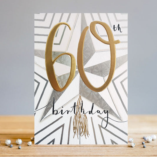 Happy 60th Birthday Silver and Gold Greeting Card