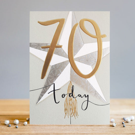 Happy 70th Birthday Silver and Gold Greeting Card