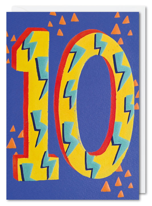 10th Birthday Card with Lightening