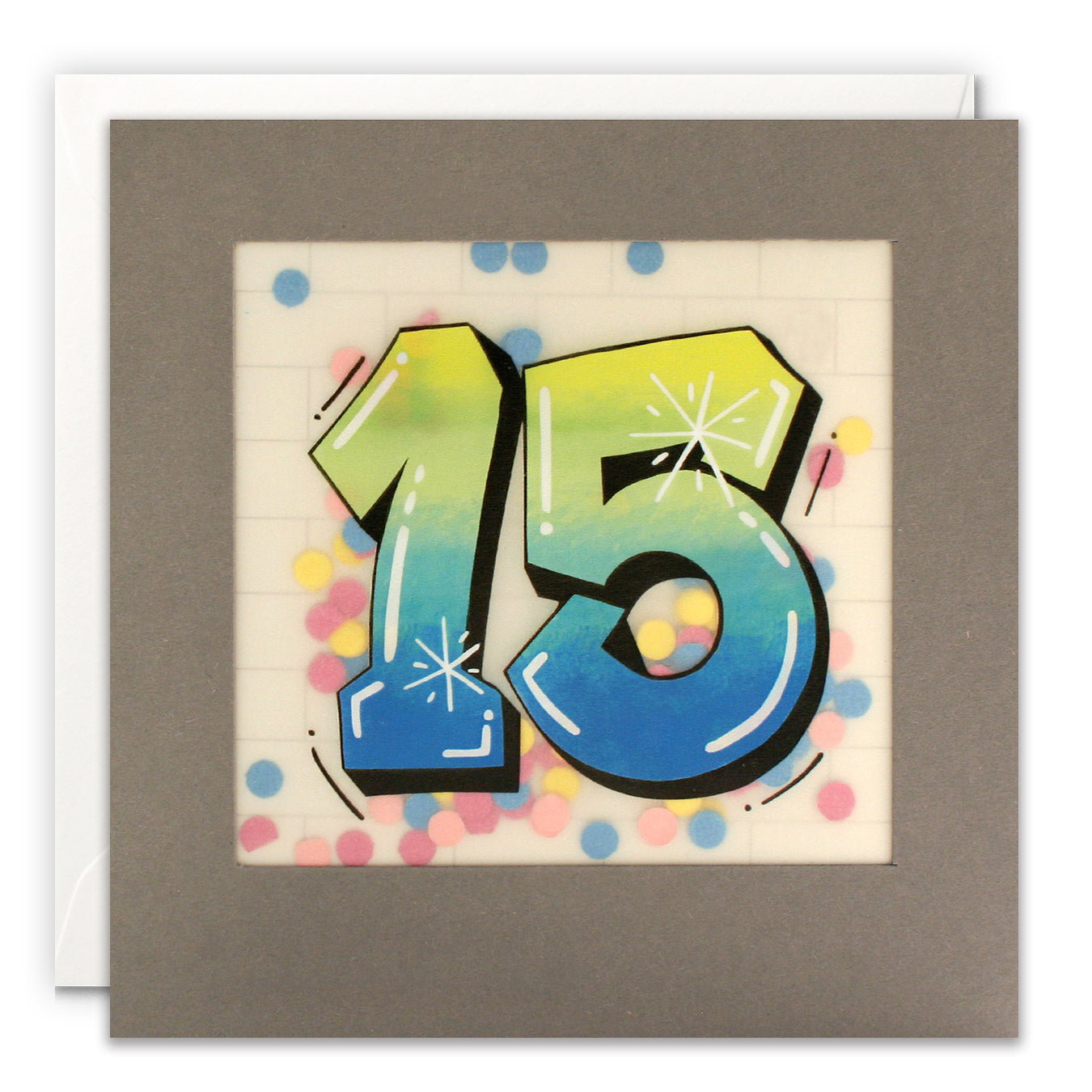 Age 15 Graffiti Paper Shakies Birthday Card