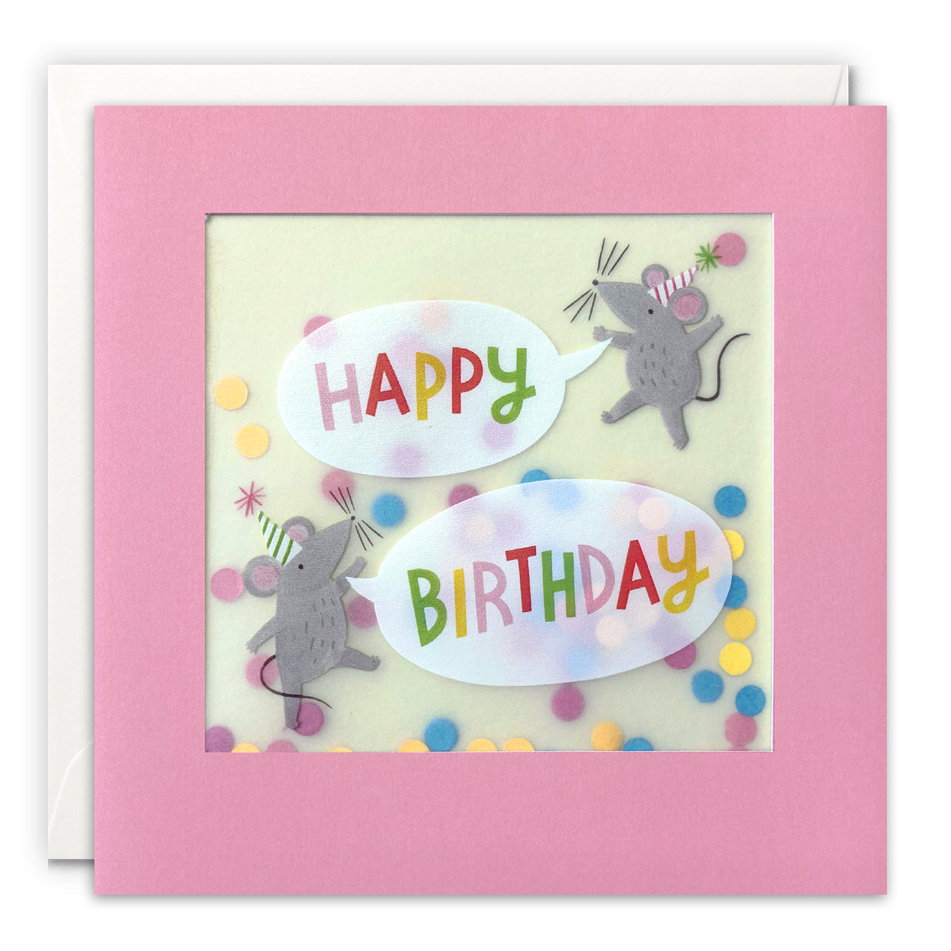 Happy Birthday Mice in Party Hats Birthday Card