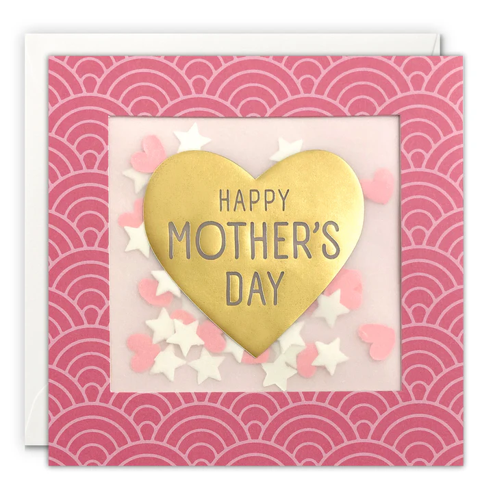 Mother's Day Card with heart-shaped confetti