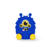 Blue toy figure with a lion design on a white background