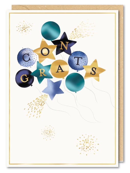 Congrats Stars and Balloons Greeting Card