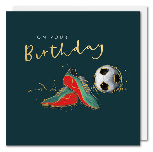 On your Birthday Football Boots Greeting Card