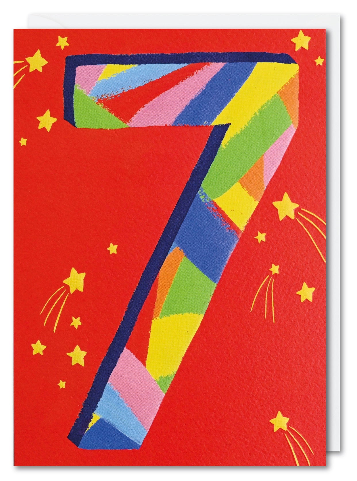 7th Birthday Card with Rainbow Colours and Stars