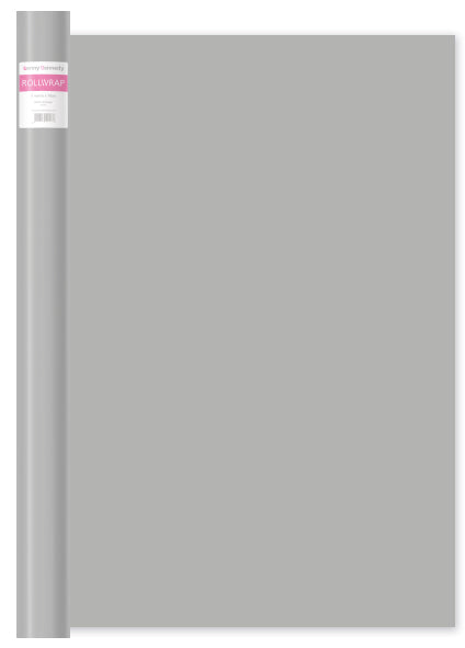 Roll of gray paper with a visible brand label on a white background