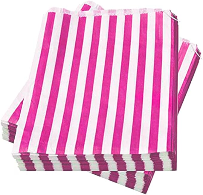 A pink striped bag with vertical stripes