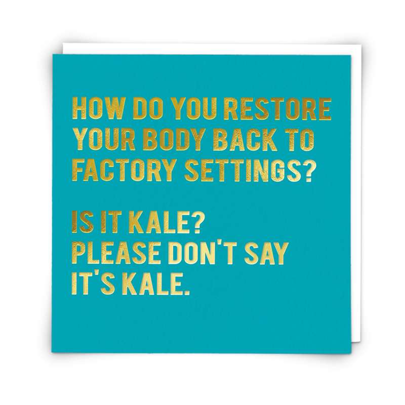 Factory Reset Kale Funny Greeting Card