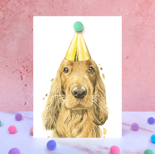 Cocker Spaniel Party Hat Greeting Card