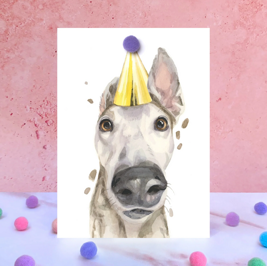 Greyhound Party Hat Greeting Card