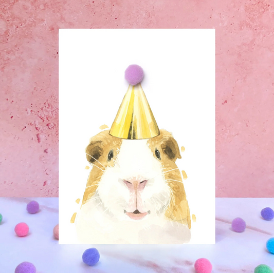 Guinea Pig Party Hat Greeting Card