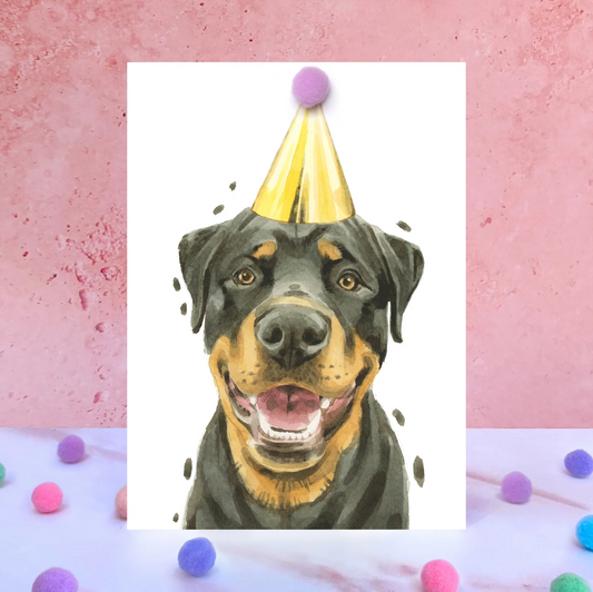 Rottweiler Party Hat Greeting Card