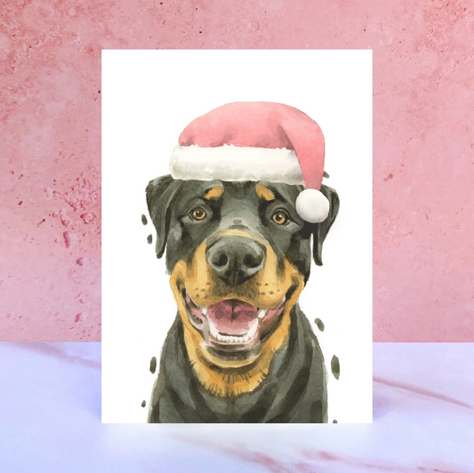 Rottweiler Christmas Hat Greeting Card