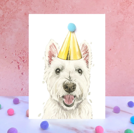 Westie Party Hat Greeting Card