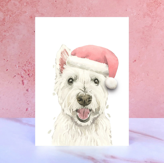 Westie Christmas Hat Greeting Card