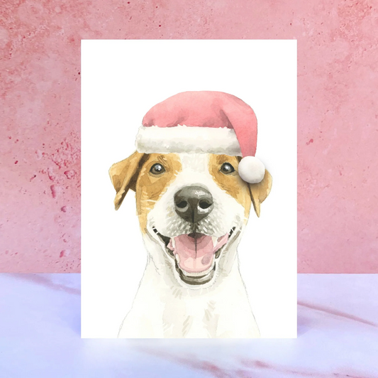 Jack Russell Christmas Hat Greeting Card